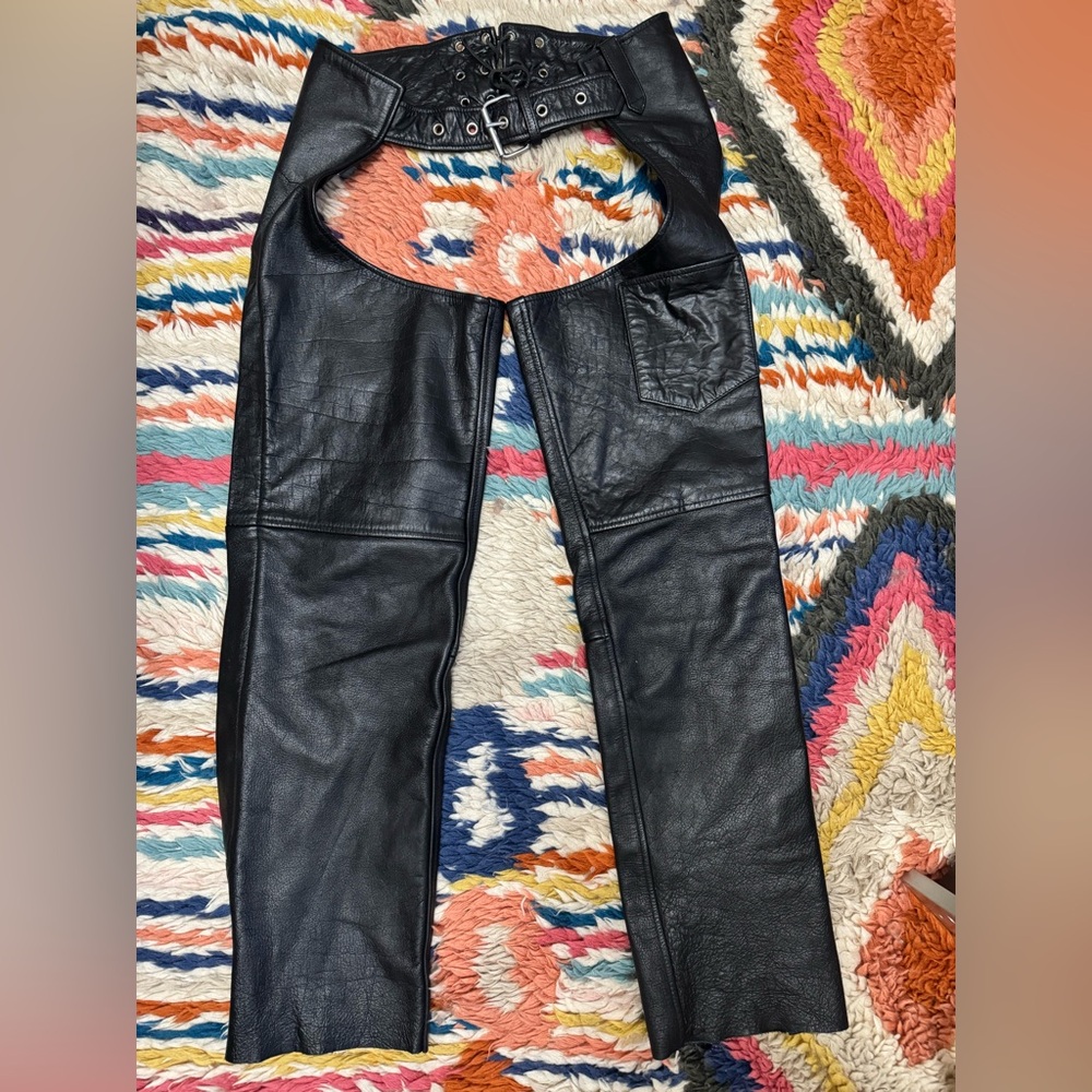 Vintage Black Leather Chaps